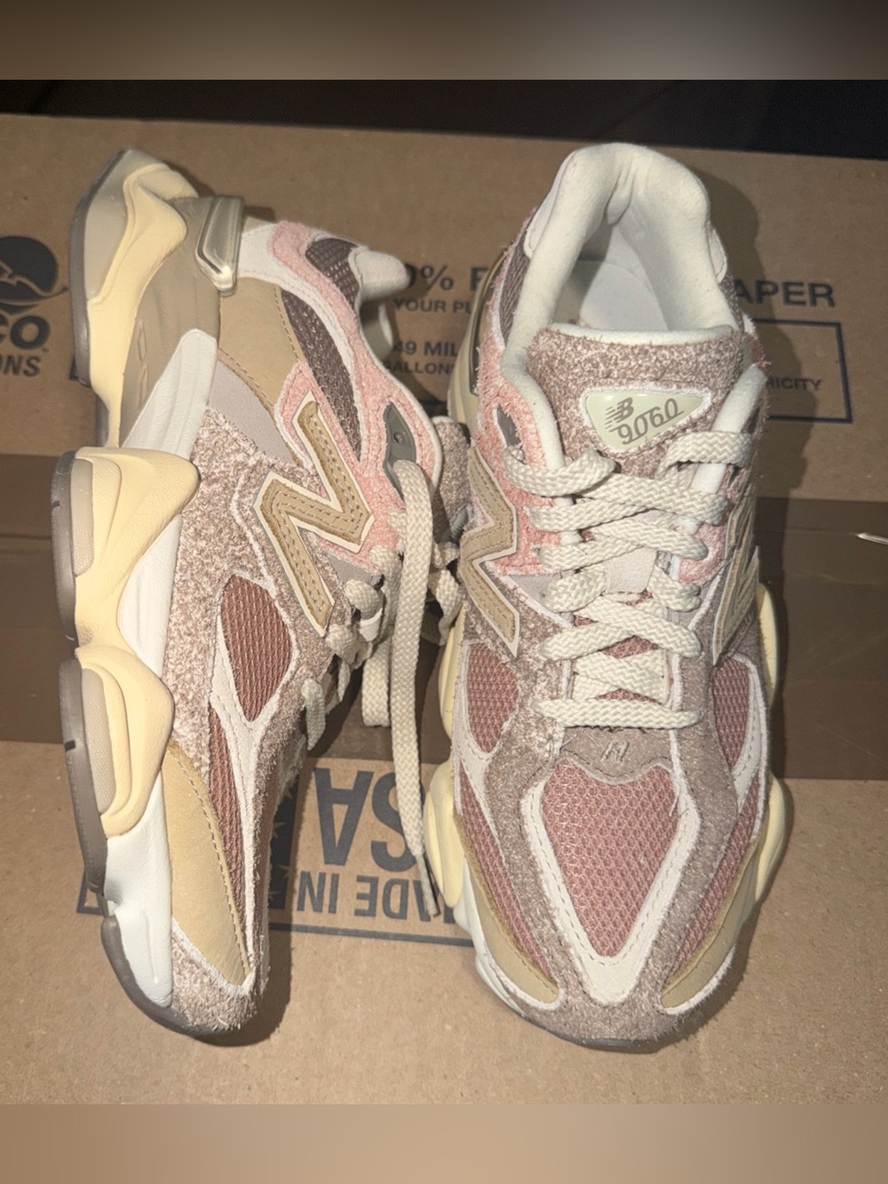 New Balance 9060 Pink/Beige/White Low Top Sneakers Size 6.5 Men . Women Sz 8